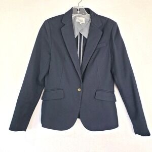 Dalia Blazer Womens S Navy Blue Single Button‎ Jacket Business Career Office Y2K